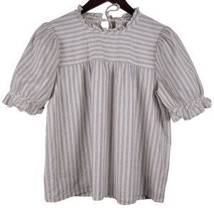 Madewell Striped Short Sleeve Babydoll Top Cotton Puff Sleeve size small